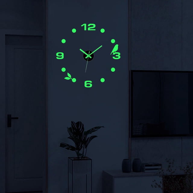 Acrílico Luminoso Reloj de Pared Pegatinas 3D DIY Relojes de Pared Sin Marco Silencioso Ronda Relojes de para Sala de Estar Hogar Cocina Dormit Macarena Reloj de pared luminoso