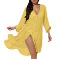 thumbnail image 2 of Women's Long Sleeve Beach Cover Up, UPF Sun Protection Hooded Cardigan, Bikini Cover Shirt for Swimming, Sports and Casual Wear Yellow A, 2 of 7