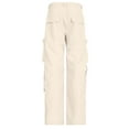 thumbnail image 4 of MELDVDIB Womens Cargo Pants Relaxed Button Waist Full-Length Wide Leg Pant Fashion Casual Solid Color Pants with Pockets Beige S, 4 of 7