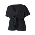 thumbnail image 4 of Combinaison d'Été pour Femmes une Pièce Manches Courtes Boutonnée Nœud devant Ample Plage, 4 of 6