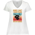 thumbnail image 3 of Inktastic Drummer Funny Retro Plans With My Drums Women's Plus Size V-Neck T-Shirt, 3 of 5