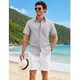 thumbnail image 2 of COOFANDY Men's Button Down Shirt Short Sleeve Casual Summer Beach Cotton Linen Wedding Shirts, 2 of 6