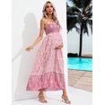 thumbnail image 5 of OYang Women's Maternity Dresses Boho Strapless Summer Casual Floral Maxi Dress Pink-M, 5 of 7