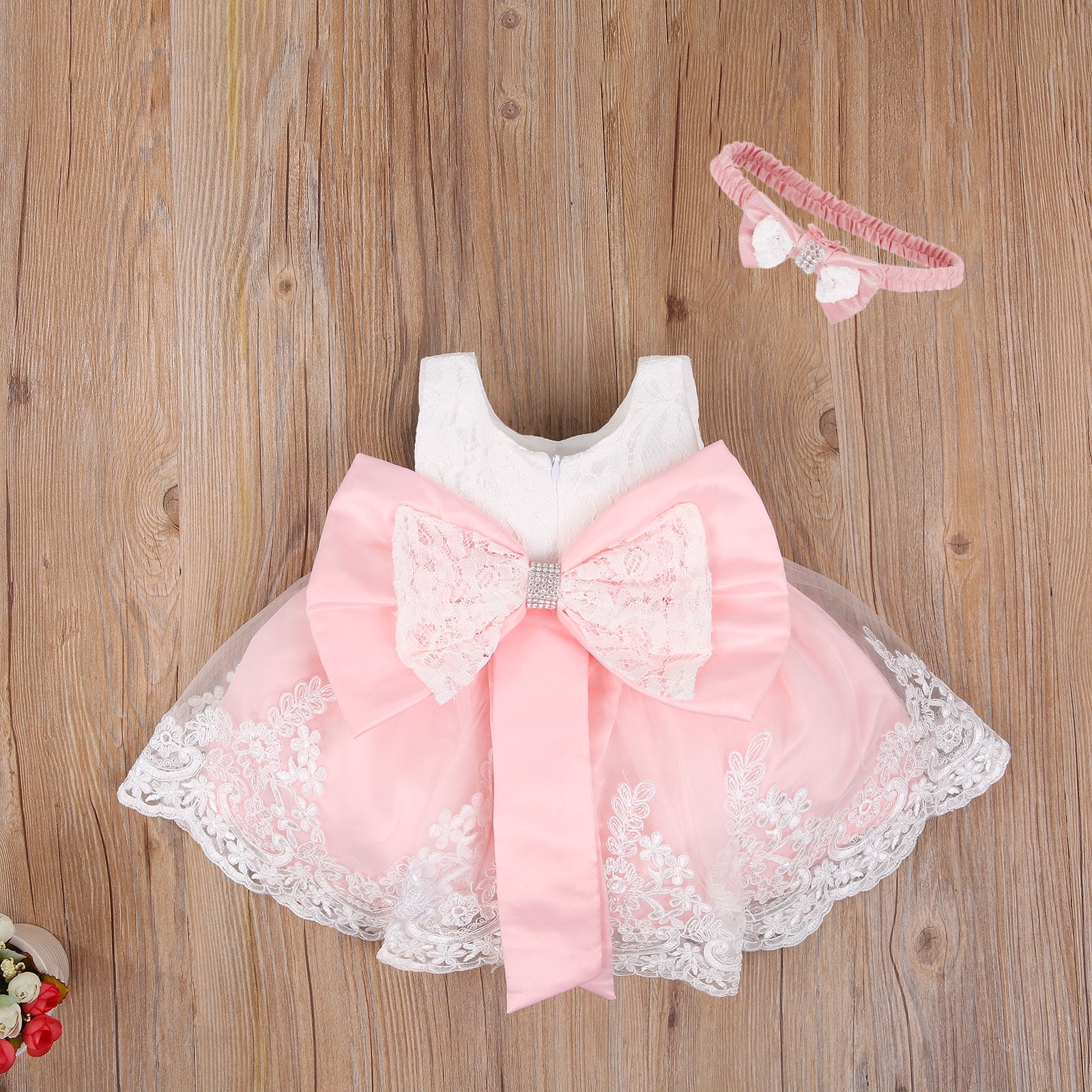 Sylvamorning Newborn Girl Dress Princess Tutu Dress Birthday Party Dress Headband
