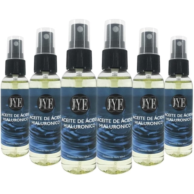 Aceite de Acido Hialuronico Hidratación intensa, antiedad, antiarrugas, rejuvenecedor, natural para todo tipo de piel. Uso Externo. Incluye 6 botellas de 60 ml cada uno