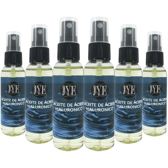 Aceite de Acido Hialuronico Hidratación intensa, antiedad, antiarrugas, rejuvenecedor, natural para todo tipo de piel. Uso Externo. Incluye 6 botellas de 60 ml cada uno
