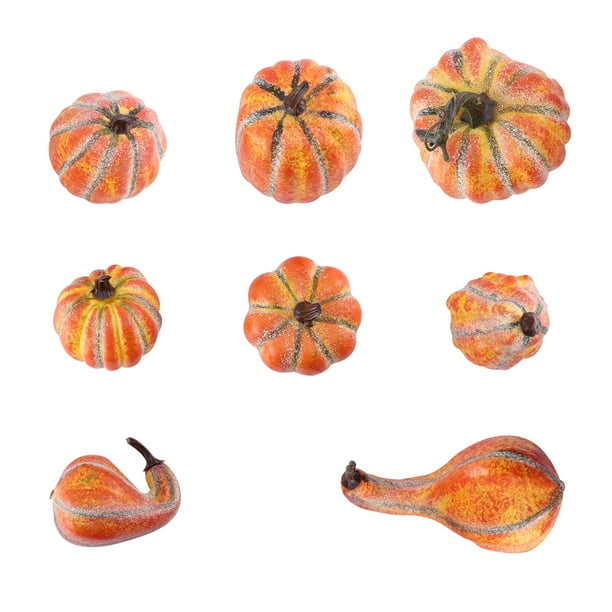 8 piezas de simulación de calabaza de Halloween, accesorios de fotografía, calabaza artificial, calabaza decorativa (amarillo claro)