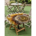 thumbnail image 4 of Outdoor Tablecloth with Umbrella Hole for Patio/Picnic/Party/Camping, Welcome Waterproof Table Cloth Round Cover Washable, Summer Sunflowers Bohemia Floral Rustic Beige (Dia 54"), 4 of 8