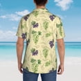 thumbnail image 4 of Gukieu Green And Purple Grapes Print Men's Short-sleeved Shirts, Button-down Lapel Hawaiian Shirts, T-shirts, Beach Vacation Summer Casual Wear,XX-Large, 4 of 7