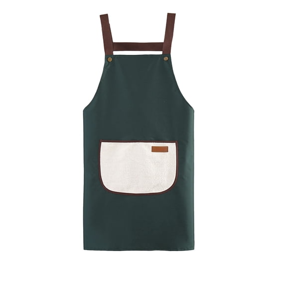 Stitching and Contrasting Colors Kitchen Apron Pvc Waterdrop Resistant with adjustable Apronsfor Women Men Chef Server with Pockets,Green