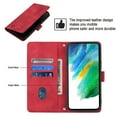 thumbnail image 5 of Tarise Phone Case for Samsung Galaxy S21 FE 5G, Premium PU Leather Card Holder Wrist Strap Magnetic Closure Flip Stand Function TPU Interior Book Cover for Samsung S21 FE 5G Wallet Case, Red, 5 of 7