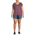 thumbnail image 2 of Terra & Sky Women's Plus Size Burnout Raglan Cold-Shoulder T-Shirt, 2 of 5
