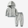 thumbnail image 2 of Gibobby Toddler Kid Girls Clothes Colorblock Hoodie Print Sweatsuits Top 2PC Fall Outfit Set(Grey,18-24 Months), 2 of 4