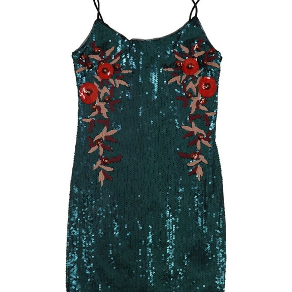 GUESS Womens Sequined Bodycon Dress, Green, Small