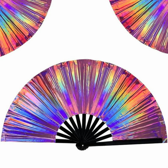 Boots on the Ground Fan,Large Holographic Folding Hands Fan Line Dance Popping Fans,Boots on the Ground Hand Fan,A,1 * Fan,Dazzling Color