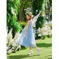 thumbnail image 4 of Oudiya Flower Girls Dress Bowknot V-Back Formal Pageant Ball Gown Party Wedding Tulle Long Dresses, 4-12Y, 4 of 7