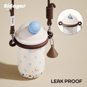 Sidagar 18 fl oz Leakproof Stainless Stee Insulated Water Bottle with Straw, Wide Mouth, Star Blue