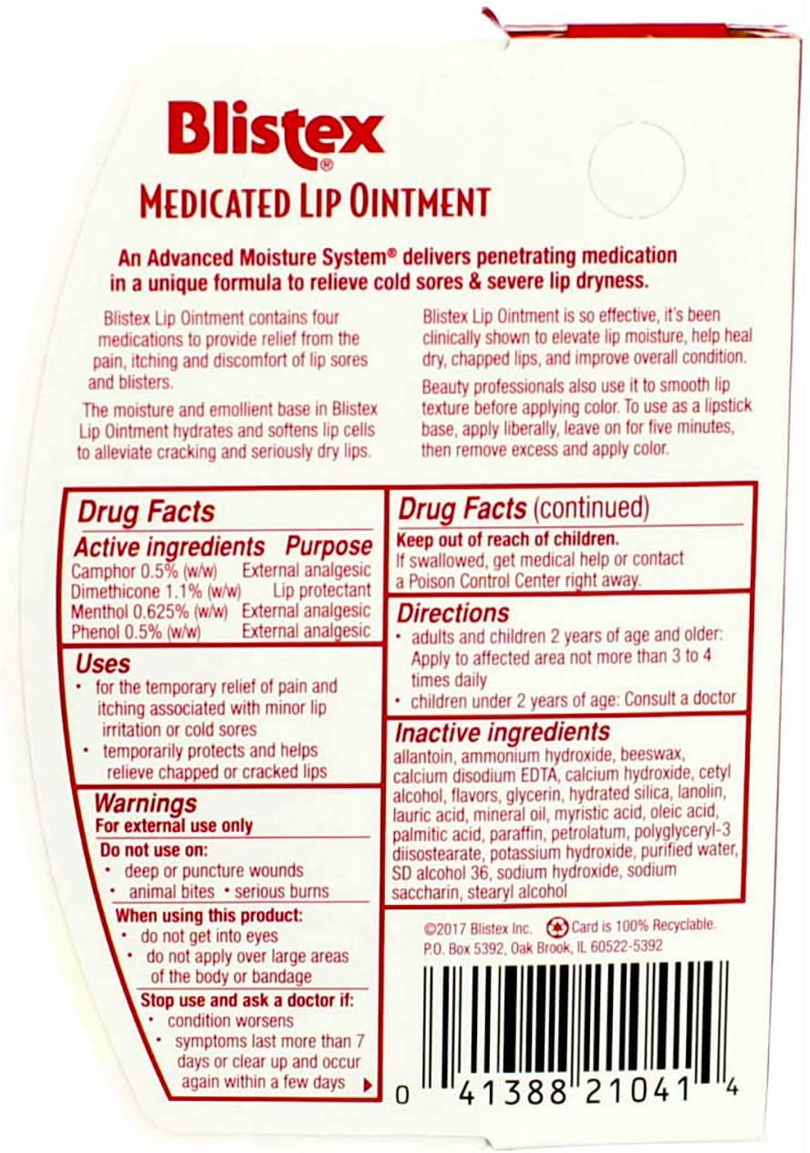 Blistex Lip Medicated Ointment, 0.35 oz (Bundle of 6)