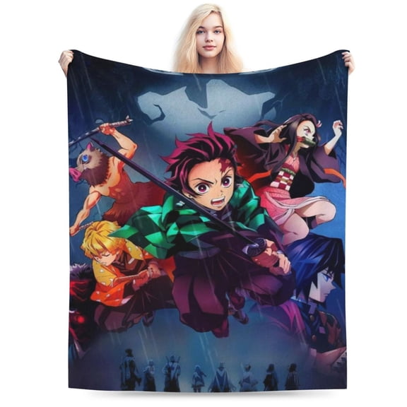 Demon Slayer Bed Blanket Air Conditioner Quilt Ultra Soft Flannel Blanket All Season Fuzzy Blanket Reversible Fluffy Plush Blanket 80"X60"