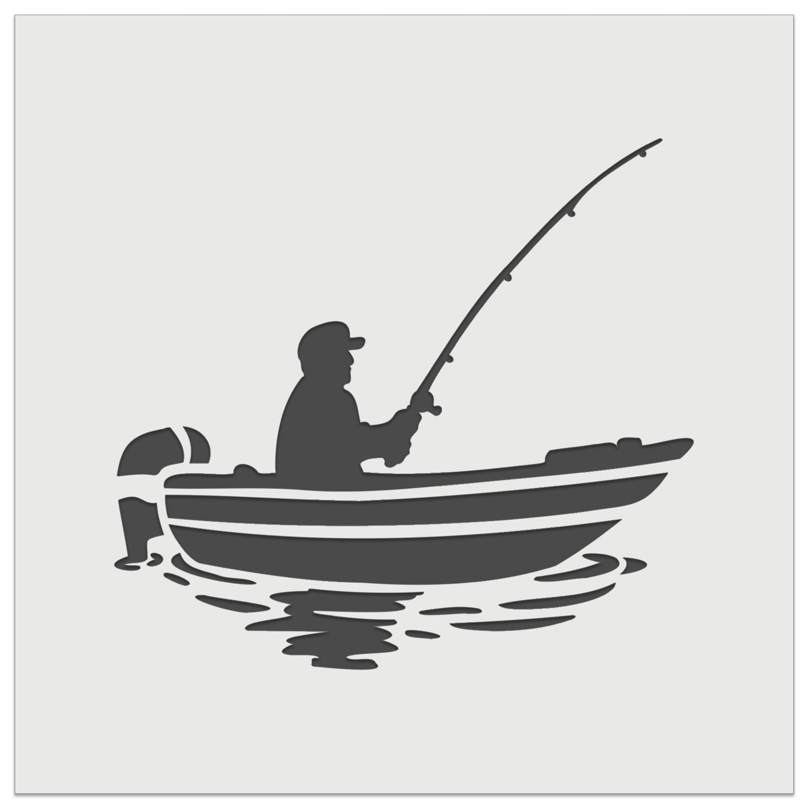 Fisherman In Fishing Boat DIY Cookie Wall Craft Stencil 3 5 Inch