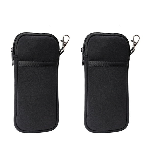 HZCrisp 2 Pack Neoprene Eyeglass Case with Carabiner Hook, Soft Zipper Pouch for Glasses, Sunglasses, and Small Electronics - Lightweight & Travel-Friendly