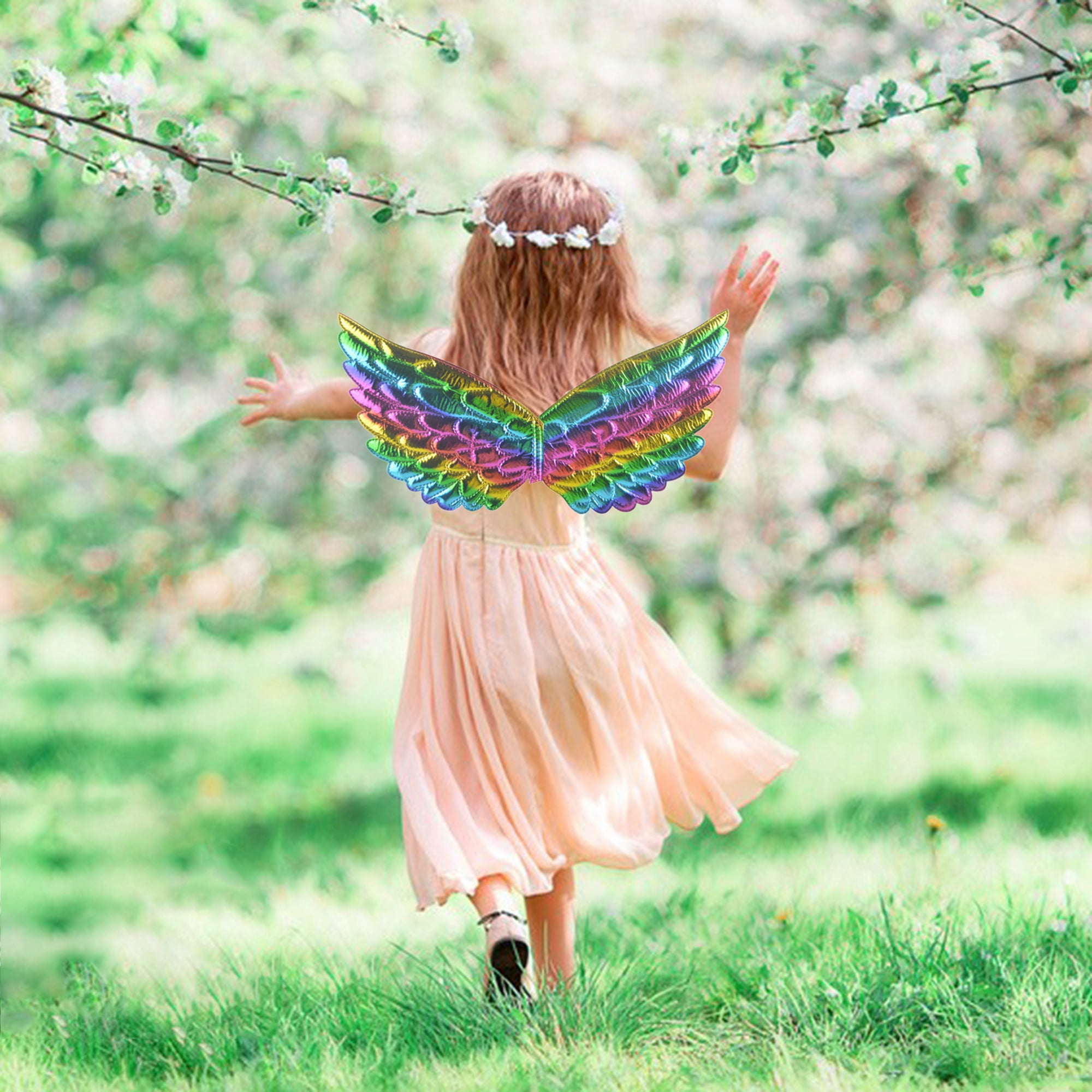 Unicorn Wings for Girls Solid Colorful Wings Dressup Costumes Fairy Elf Princess Halloween