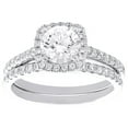 thumbnail image 2 of 14K White Gold Lab Created Solitaire Diamond Cushion Halo Bridal Set 1.50 CT, 2 of 5