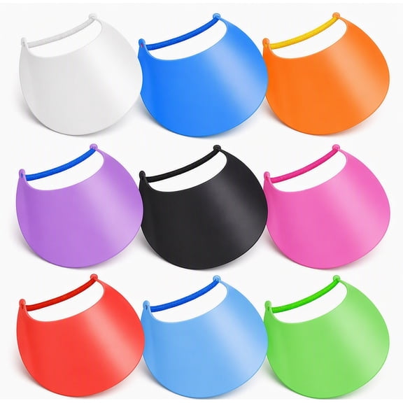 BlinkLLX Foam Sun Visors Solid Multicolor Adjustable Soft Waterproof 9 Pieces for Women