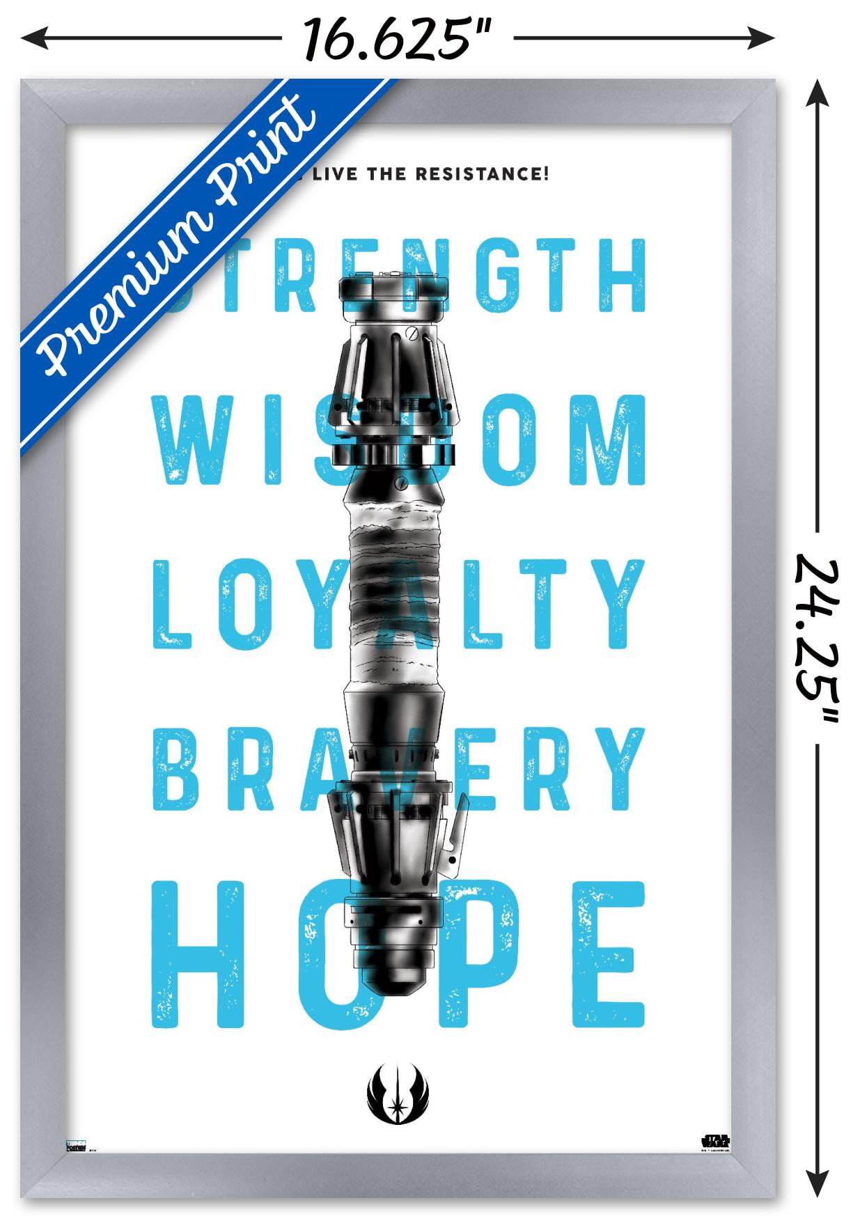 Star Wars: Saga - Lightsaber Text Wall Poster, 14.725" x 22.375", Framed