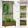 thumbnail image 4 of Outsunny Wood Planter with Trellis Privacy Screen Raised Garden Bed Coffee, 4 of 9