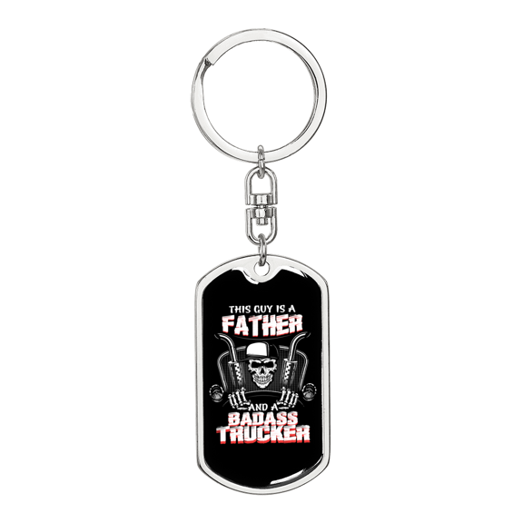 This Guy Is A Father Swivel Trucker Keychain Dog Tag Stainless Steel or 18k Gold
