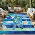 thumbnail image 3 of Fsddascl Blue Turtle Coastal Outdoor Rug for Patio/Deck/Porch, Non-Slip Large Area Rug 5 x 8 Ft, Nautical Beach Summer Sea Retro Indoor Outdoor Rugs Washable Area Rugs, Reversible Camping Rug Carpet, 3 of 5