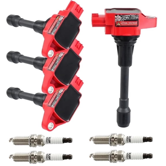 4 pack UF549 Ignition Coils and Spark Plug Fit for Nissan Altima Sentra Rogue Versa