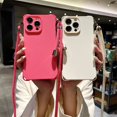 thumbnail image 4 of Crossbody Strap Lanyard Solid Color Phone Case For iPhone 15 14 13 12 11 Pro Max Plus XS X XR Silicone Soft TPU Back Cover Brown For iphone 15 Plus, 4 of 6