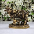thumbnail image 3 of Kamdhenu Cow with Calf Statue in Brass Kamadhenu for Good Luck Prosperity Gift Home Decoration Mother Baby Shower Wedding Gift Cow-Calf Idol Housewarming Gift Home Decor Return Gift - AtoZ India Cart, 3 of 5