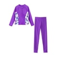thumbnail image 3 of Yeahdor Kids Girls 2 Piece Rash Guard Swimsuit UPF 50+ Long Sleeve Swim Jacket with Leggings Surfing Diving Suit Purple 6, 3 of 7