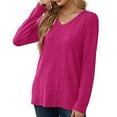 thumbnail image 5 of Bovemsi Sweaters for Women Cozy V Neck Long Sleeve Shirts Casual Fall Tops Lightweight Tunic Fashion Clothes 2024 Fall Sweaters, 5 of 5