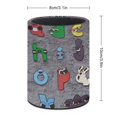 thumbnail image 2 of Lore del Alfabeto-theme Cylinder Pen Holder Pencil Organizer with Flannel Lining PVC Leather Material Cardboard Base for study work 10*8CM, 2 of 6
