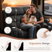 Loveseat Recliner Sofa, Manual Recliners with USB, Cup Holders & Storage Pockets, Pebbled Fabric Reclining Couch for Camper, Home Theater, Black
