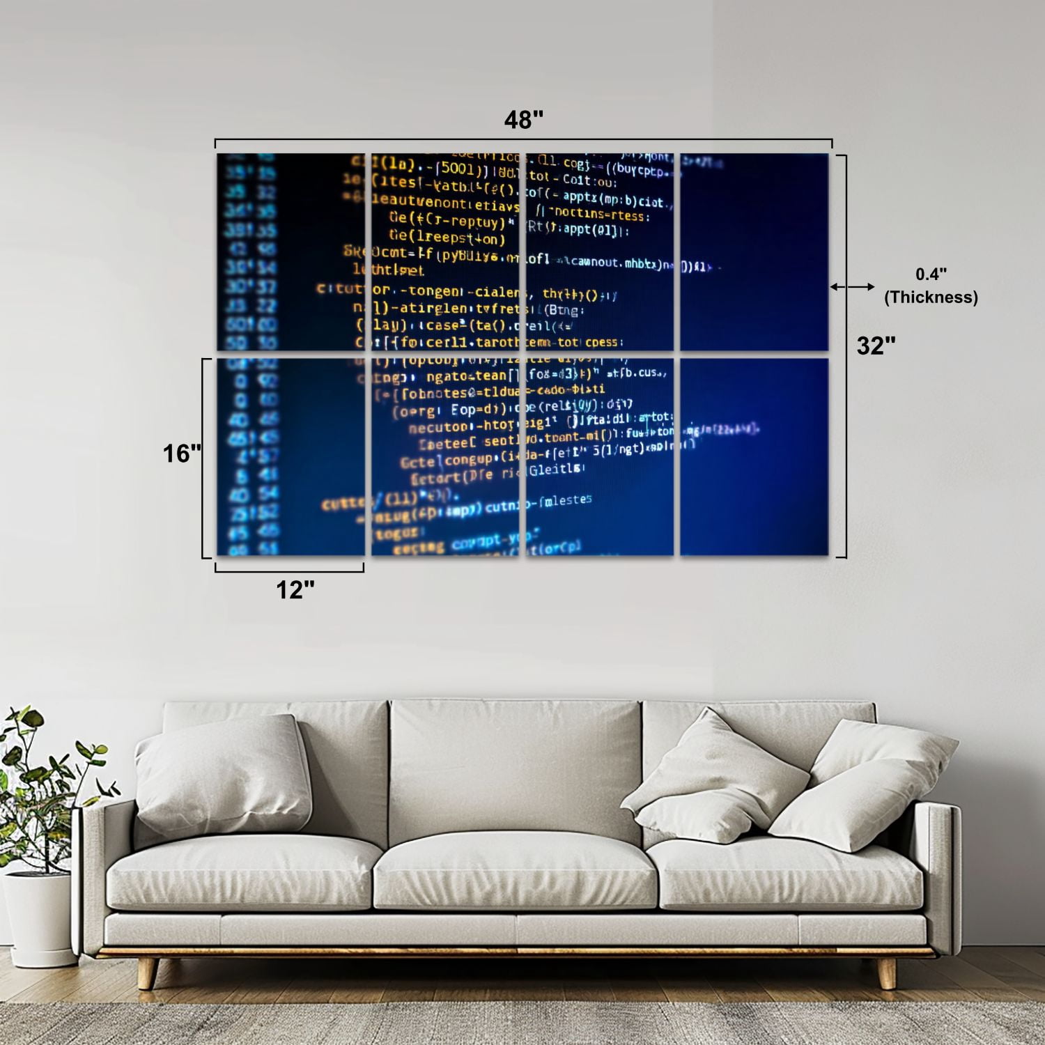 8 Pack Art Acoustic Panels Sound Absorbing Programming code computer Python binary code Software Decorative Soundproof Wall Panels Self Adhesive for Nursery Game Room Bedroom 48"x32"