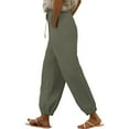 thumbnail image 4 of Pull on Pants for Women, Audhol Women's Linen Wide Leg Pants Casual Loose High Waist Beach Haren Pants Pockets Women's Pants Casual Camouflage L, 4 of 7