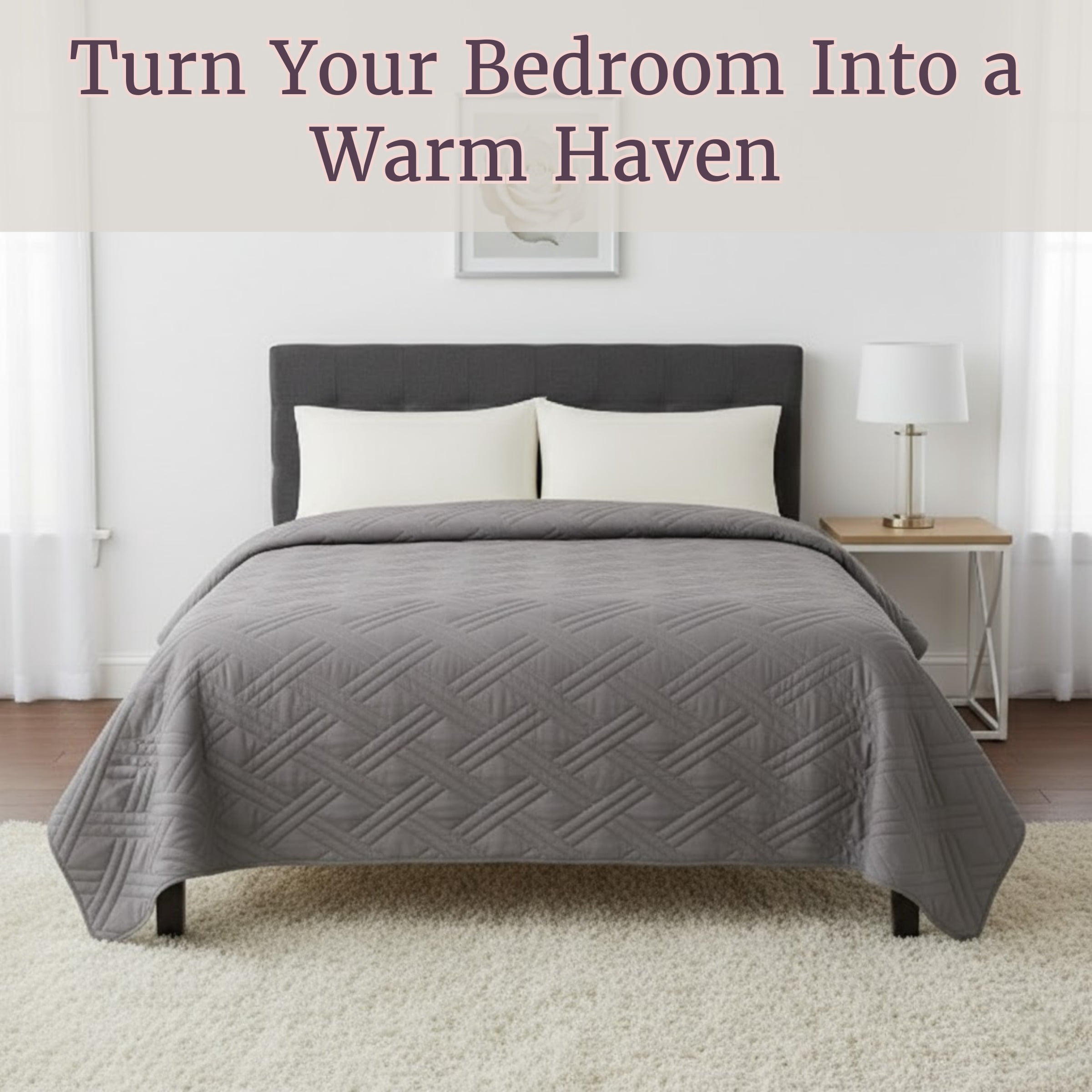 Lavish Home Modern Quilted Bedspread Coverlet with Basket-Weave Design Polyester Twin Size Quilt Bedspread (Gray)