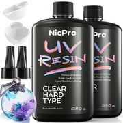 Nicpro UV Resin 500g, 2 Pcs Crystal Clear UV Epoxy Resin Kit, High Viscosity & Quick Curing UV Glue Hard, UV Cured Resin for Jewelry Making, Craft, Doming, Coating and Casting