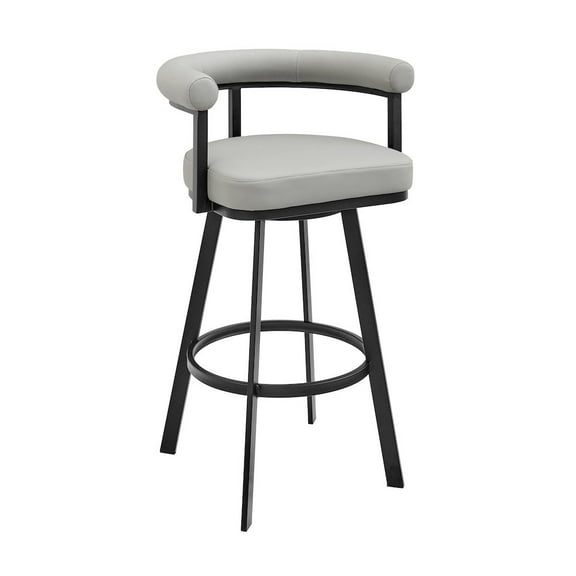 Armen Living Nolagam 26" Metal & Faux Leather Counter Stool in Black/Light Gray
