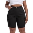 thumbnail image 5 of Gocolloa Womens Plus Size Jean Shorts Stretchy Cargo Bermuda Shorts High Waisted Y2k Denim Shorts Black 22W, 5 of 5