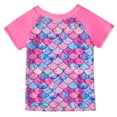thumbnail image 4 of WIBACKER Girls Mermaid Swimsuit Set 2 Pieces Short Sleeve Rash Guard Swimwear UPF 50+ Summer Beach Bathing Suit 4-12 Years, 4 of 11