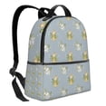 thumbnail image 2 of Lsque Baby Elephant Giraffe Pattern Backpack – School Travel Canvas Daypack with Ergonomic Padded Straps, Multiple Compartments & Leather Handle, 2 of 5