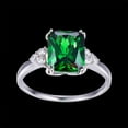 thumbnail image 5 of Women's 5.3ct Emerald Cut Created Green Emerald 925 Sterling Silver Engagement Ring, 5 of 6