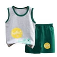 thumbnail image 2 of Cethrio Baby Boys Outfit Sets, Summer Sleeveless Cotton Shirts and Shorts Set Gray Size 9-12 Months, 2 of 3