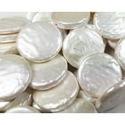 15mm White Shell Pearl Coin Beads Genuine Gemstone Natural Jewelry Making